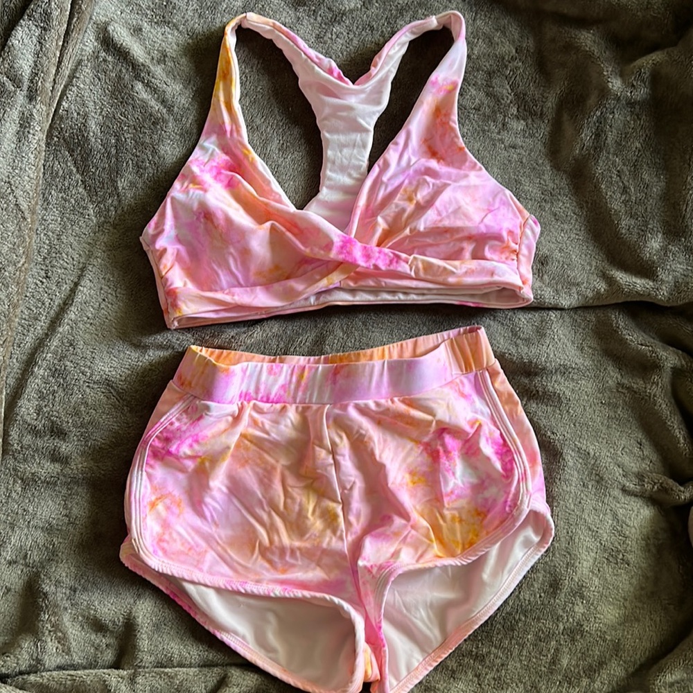 pink tie dye swimsuit